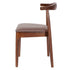 Walnut Finish Wood Horn Chair with Taupe Vinyl Cushion