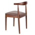 Walnut Finish Wood Horn Chair with Taupe Vinyl Cushion