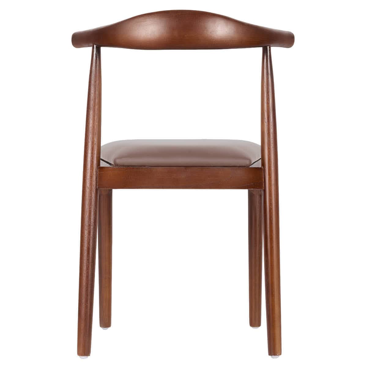 Walnut Finish Wood Horn Chair with Taupe Vinyl Cushion