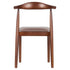 Walnut Finish Wood Horn Chair with Taupe Vinyl Cushion
