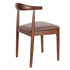Walnut Finish Wood Horn Chair with Taupe Vinyl Cushion