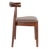 Walnut Finish Wood Horn Chair with Taupe Vinyl Cushion
