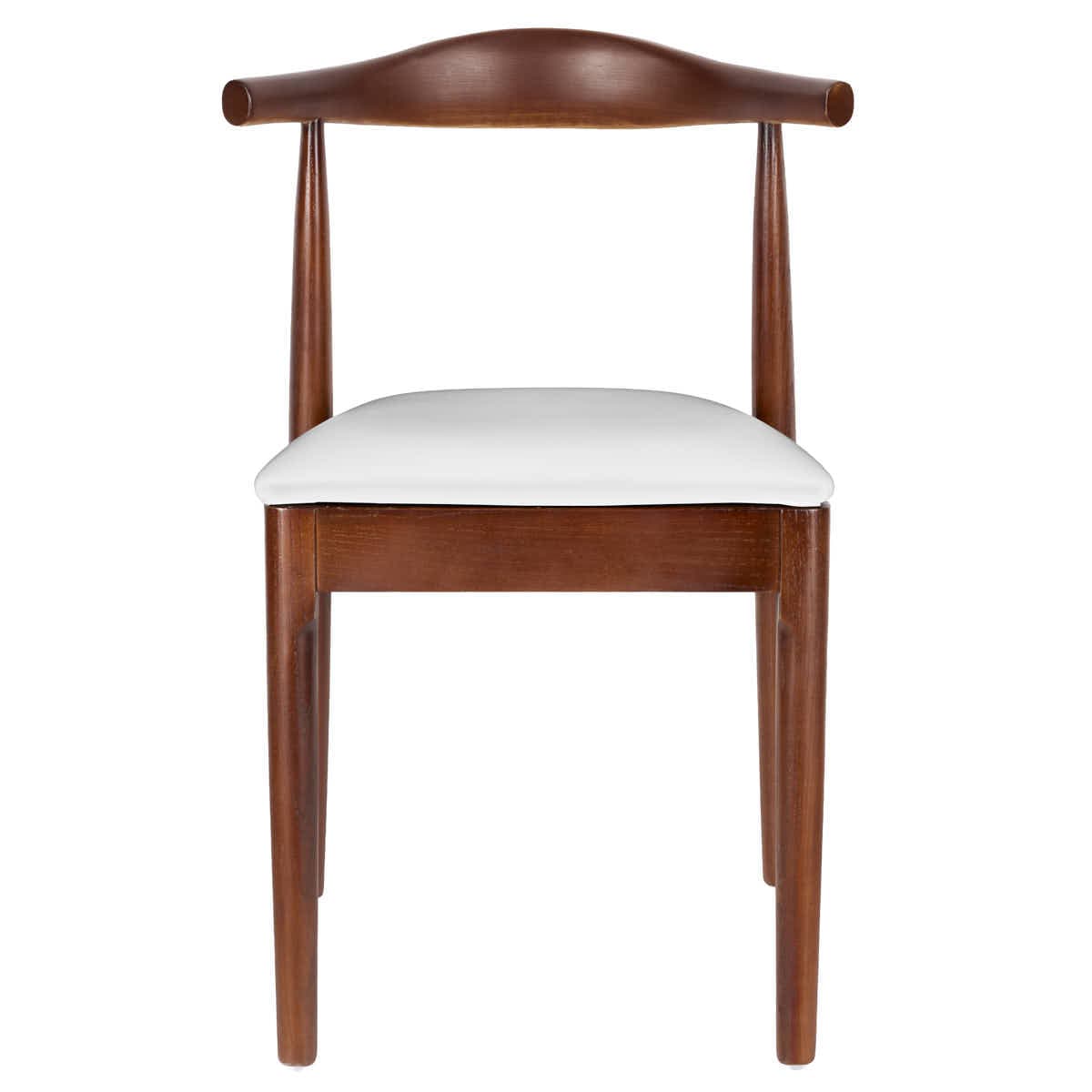 Chivari Walnut Finish Wood Horn Chair with White Vinyl Cushion CHWWL-SHVWH-KT