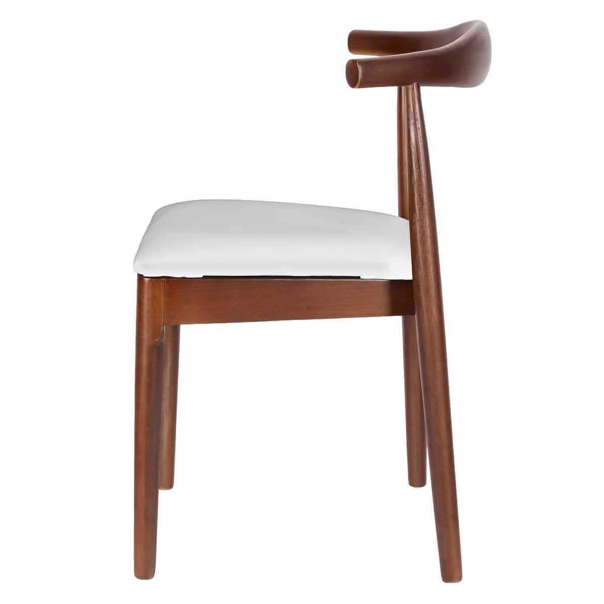 Chivari Walnut Finish Wood Horn Chair with White Vinyl Cushion CHWWL-SHVWH-KT