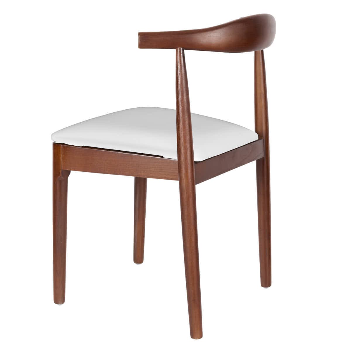 Chivari Walnut Finish Wood Horn Chair with White Vinyl Cushion CHWWL-SHVWH-KT