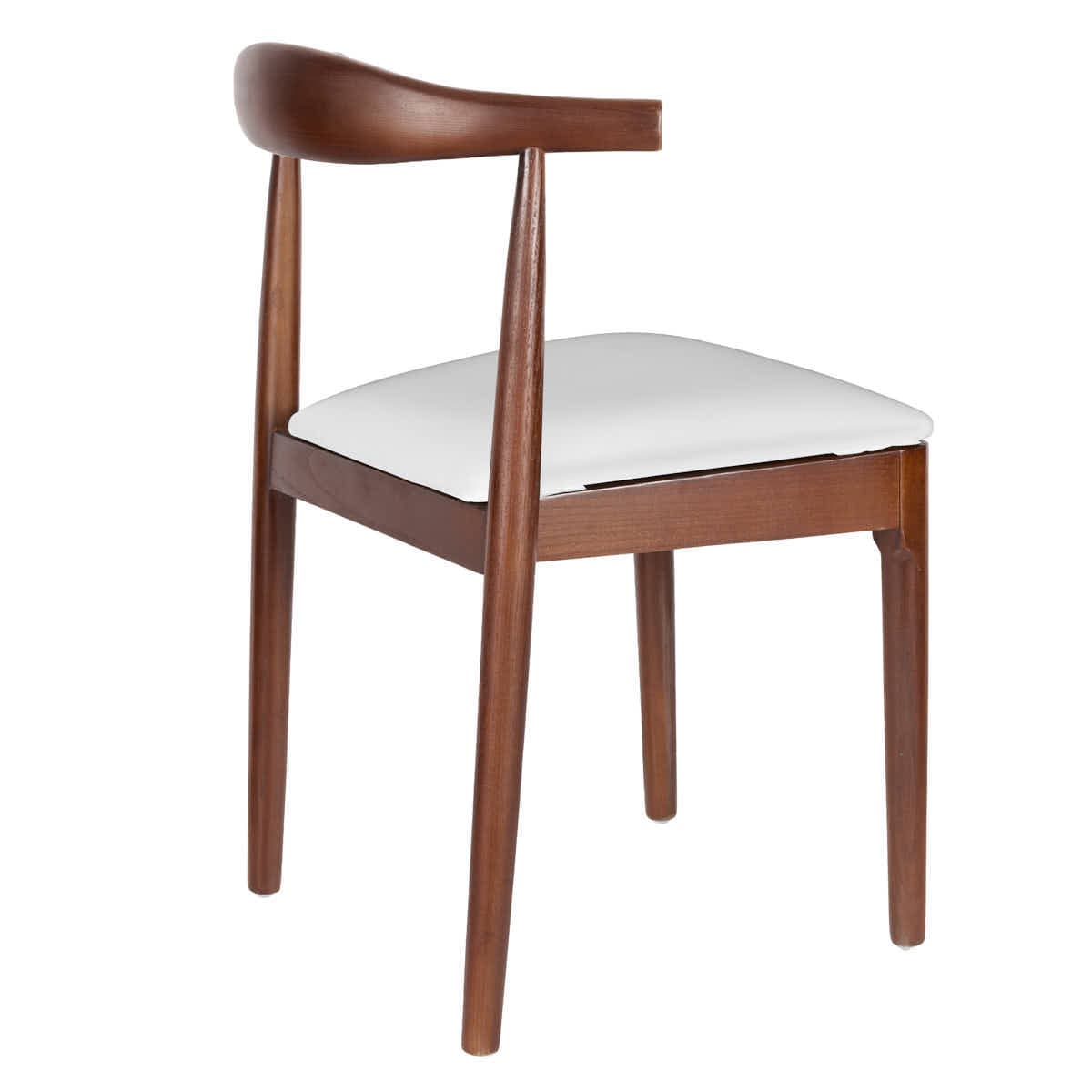 Chivari Walnut Finish Wood Horn Chair with White Vinyl Cushion CHWWL-SHVWH-KT