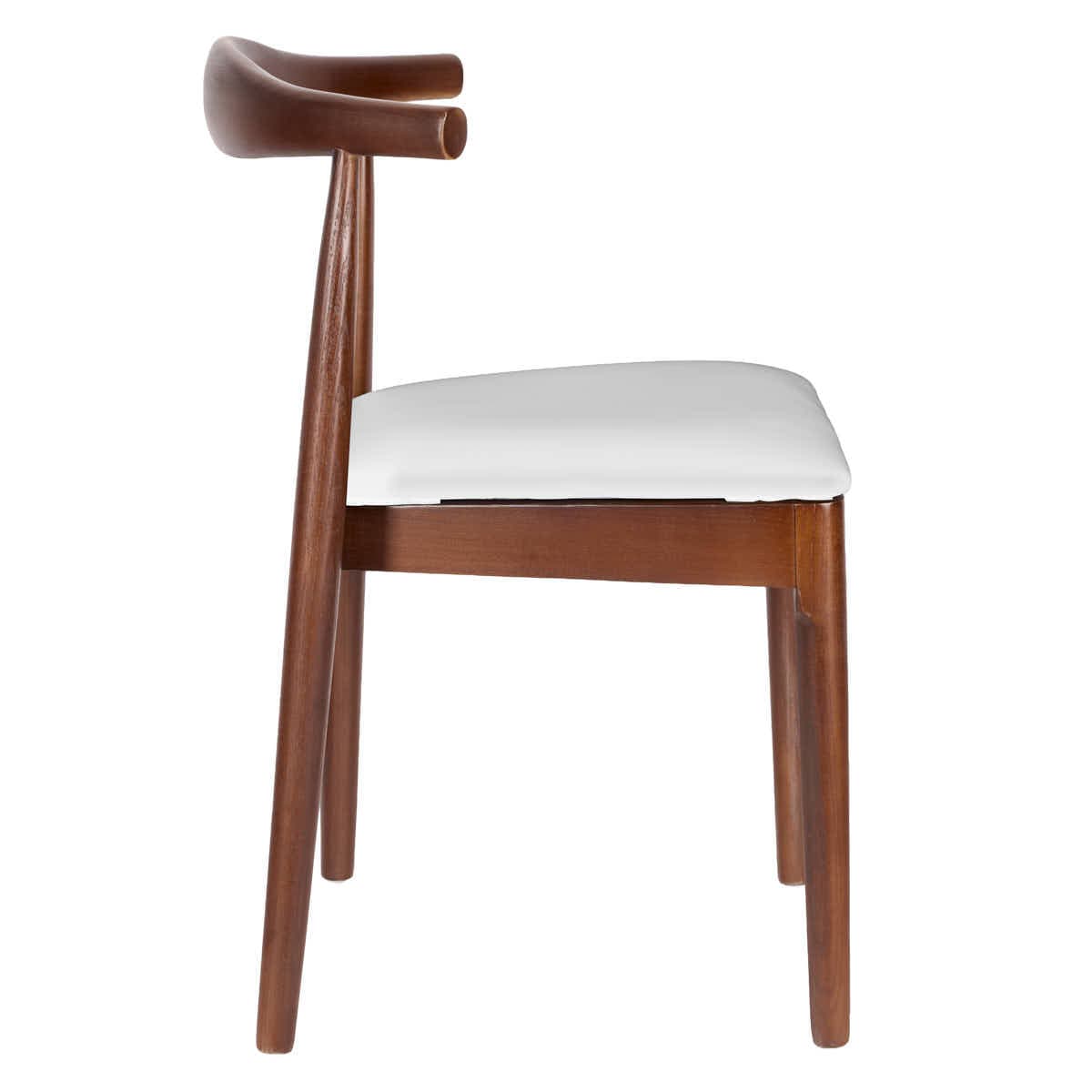 Chivari Walnut Finish Wood Horn Chair with White Vinyl Cushion CHWWL-SHVWH-KT
