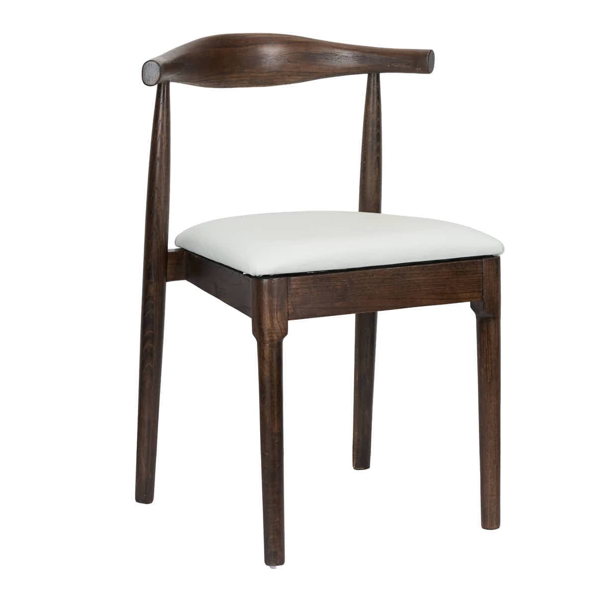 Chivari Walnut Horn Wood Chair with White Vinyl Cushion CHWWL-SHVWH-KT