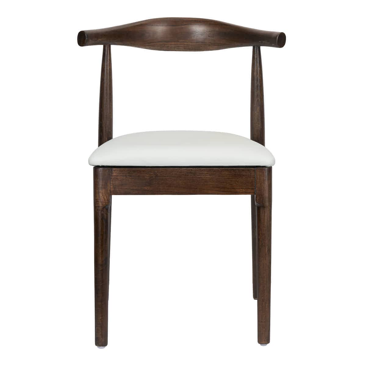 Chivari Walnut Horn Wood Chair with White Vinyl Cushion CHWWL-SHVWH-KT