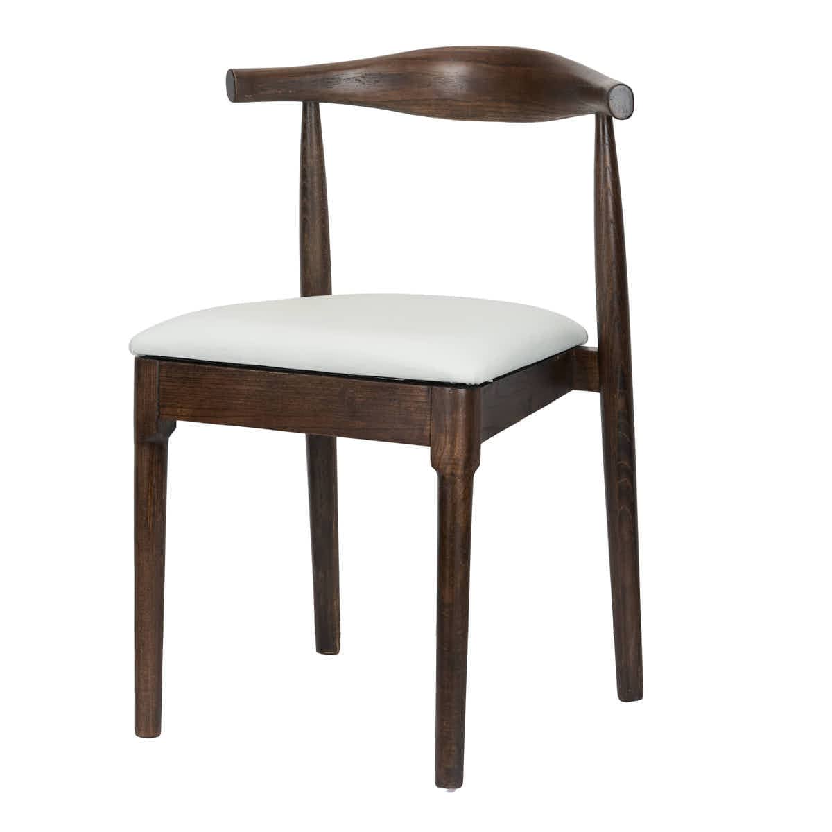 Chivari Walnut Horn Wood Chair with White Vinyl Cushion CHWWL-SHVWH-KT