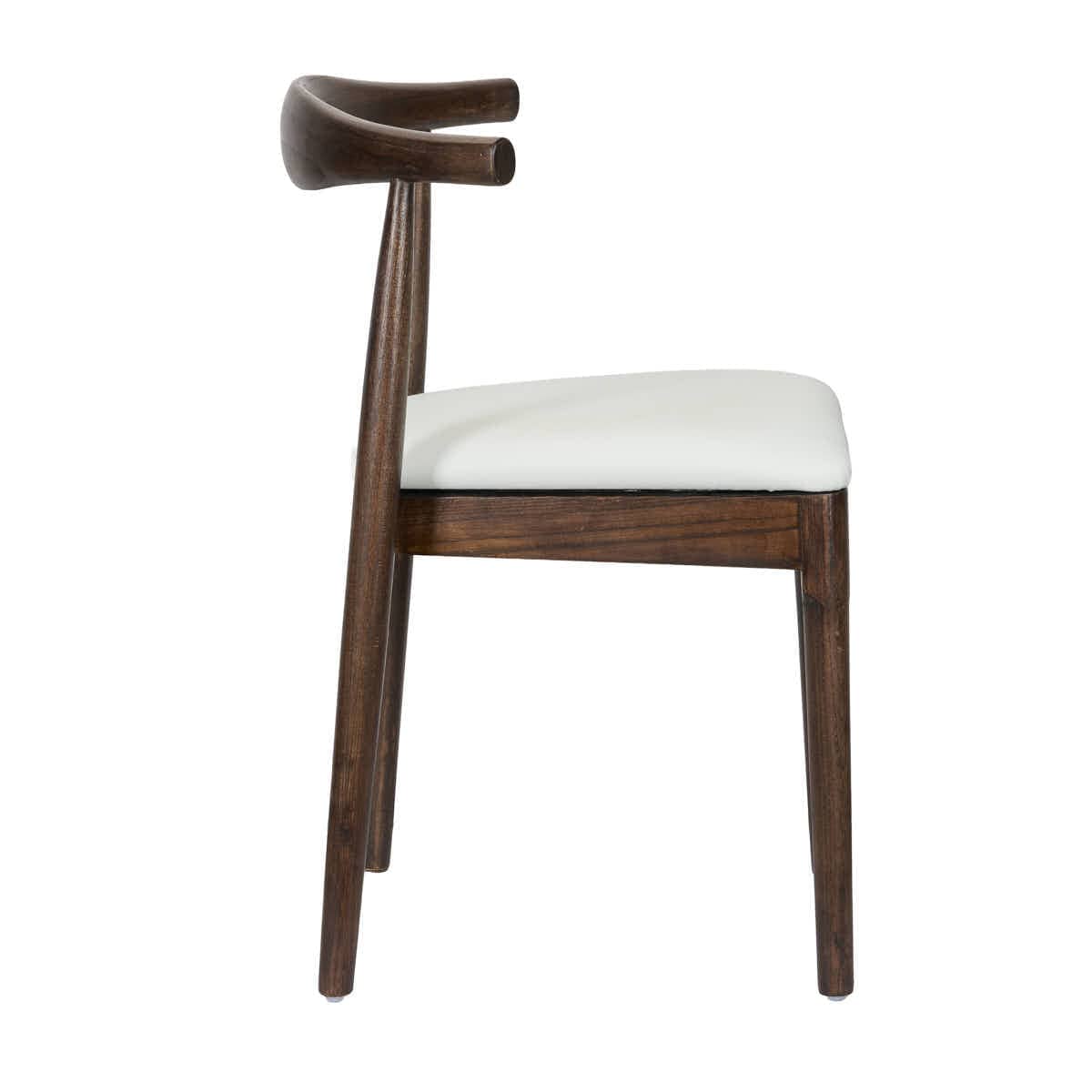 Chivari Walnut Horn Wood Chair with White Vinyl Cushion CHWWL-SHVWH-KT