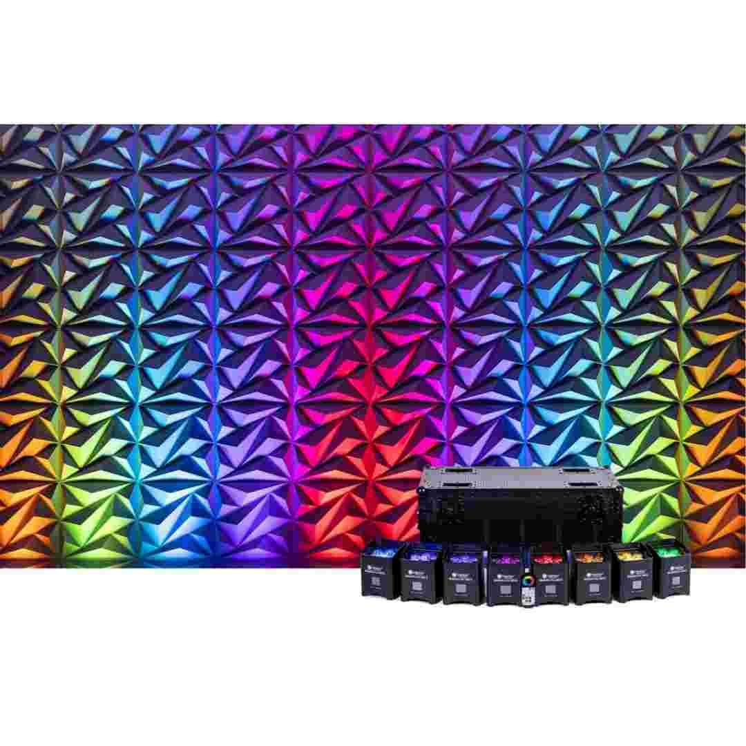 ColorKey ColorKey MobilePar Pro Hex 6 Wireless Battery Powered Uplight 8 Pack with Charging Road Case CKU-6238-KIT