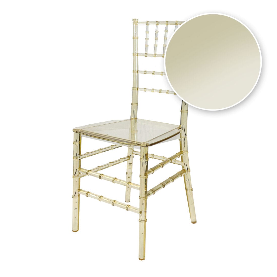 Chivari Clear Gold Champagne Resin Thin-Seat Chiavari Chair CCRCHG-MONO-THIN-ZG-T