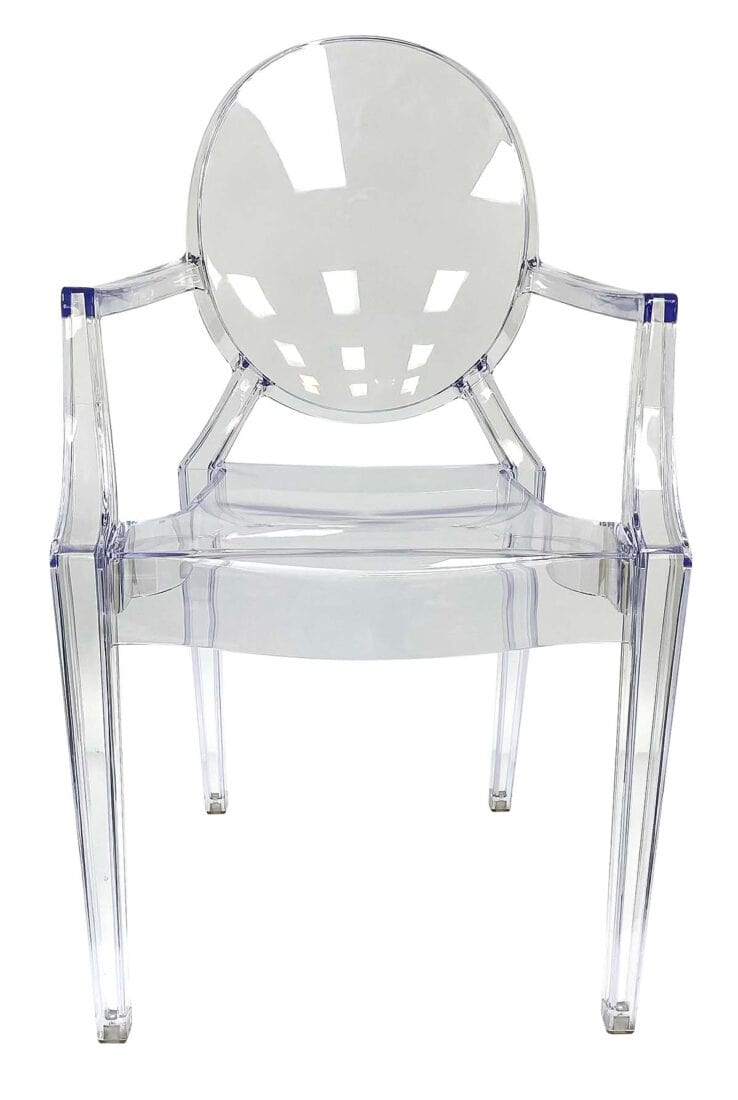 Clear Resin Oval Back Louis Ghost Chair with Arms