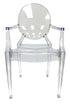 Clear Resin Oval Back Louis Ghost Chair with Arms