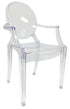 Clear Resin Oval Back Louis Ghost Chair with Arms