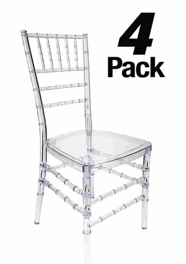 Clear Resin Pro-Clear Chiavari Chair 4 Chair Bundle (Per Chair Price Shown - Sold only in Quantities of 4) Some Assembly Required