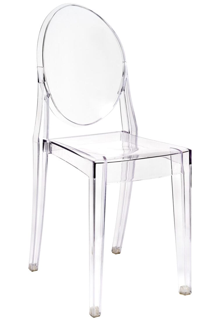 Chivari Clear Resin Oval Back Victoria Ghost Chair CGRVC-ZG-T