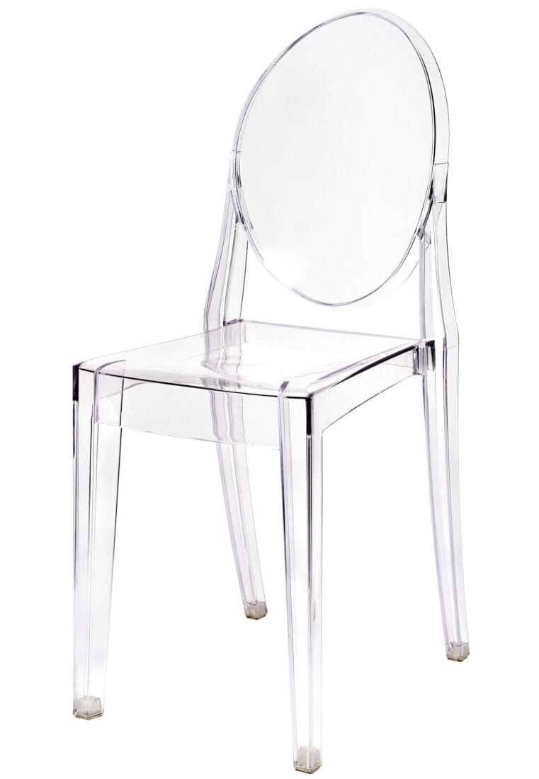 Chivari Clear Resin Oval Back Victoria Ghost Chair CGRVC-ZG-T