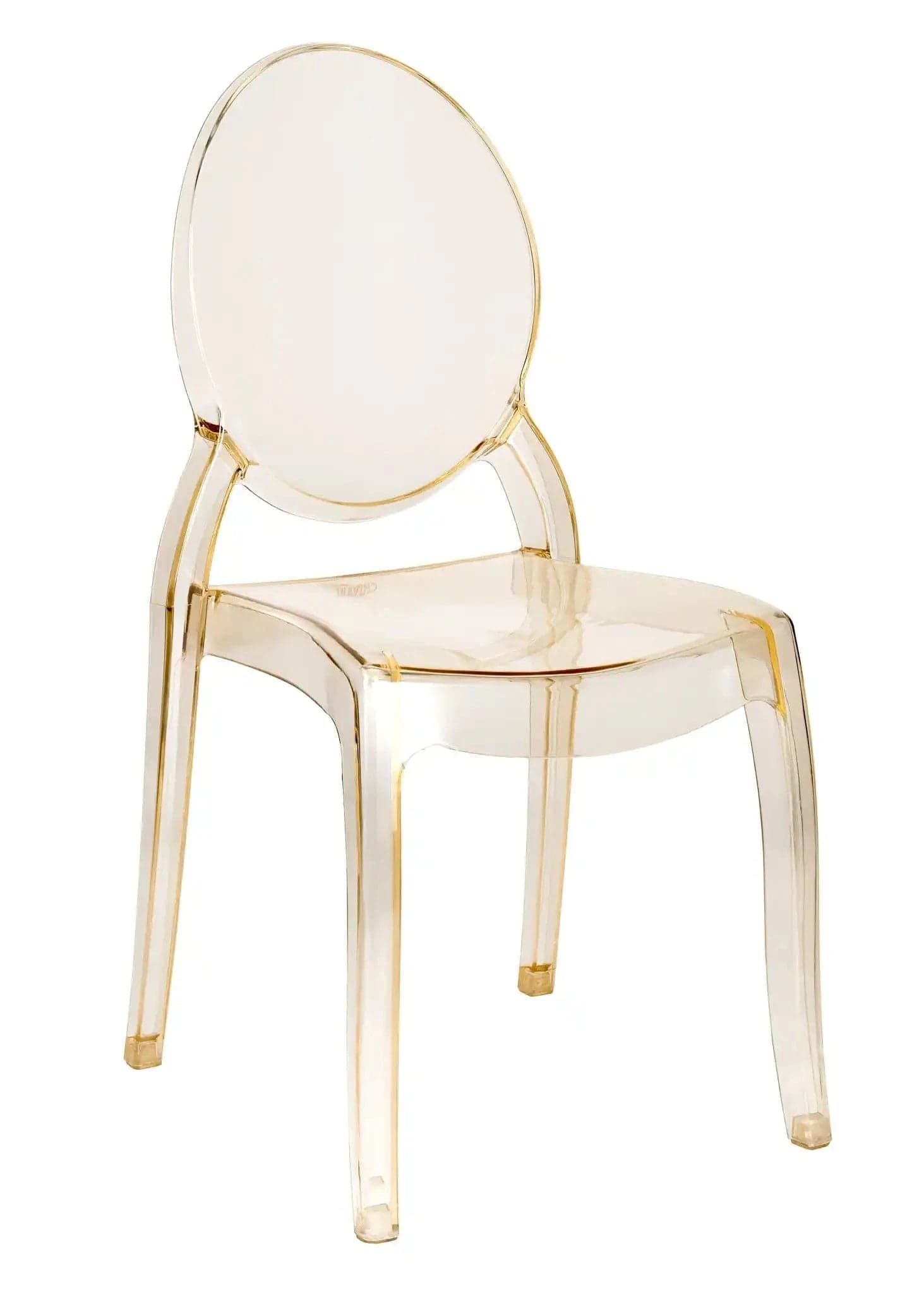 Chivari Gold Clear Resin Oval Back Sophia Ghost Chair CGSRG-ZG-T