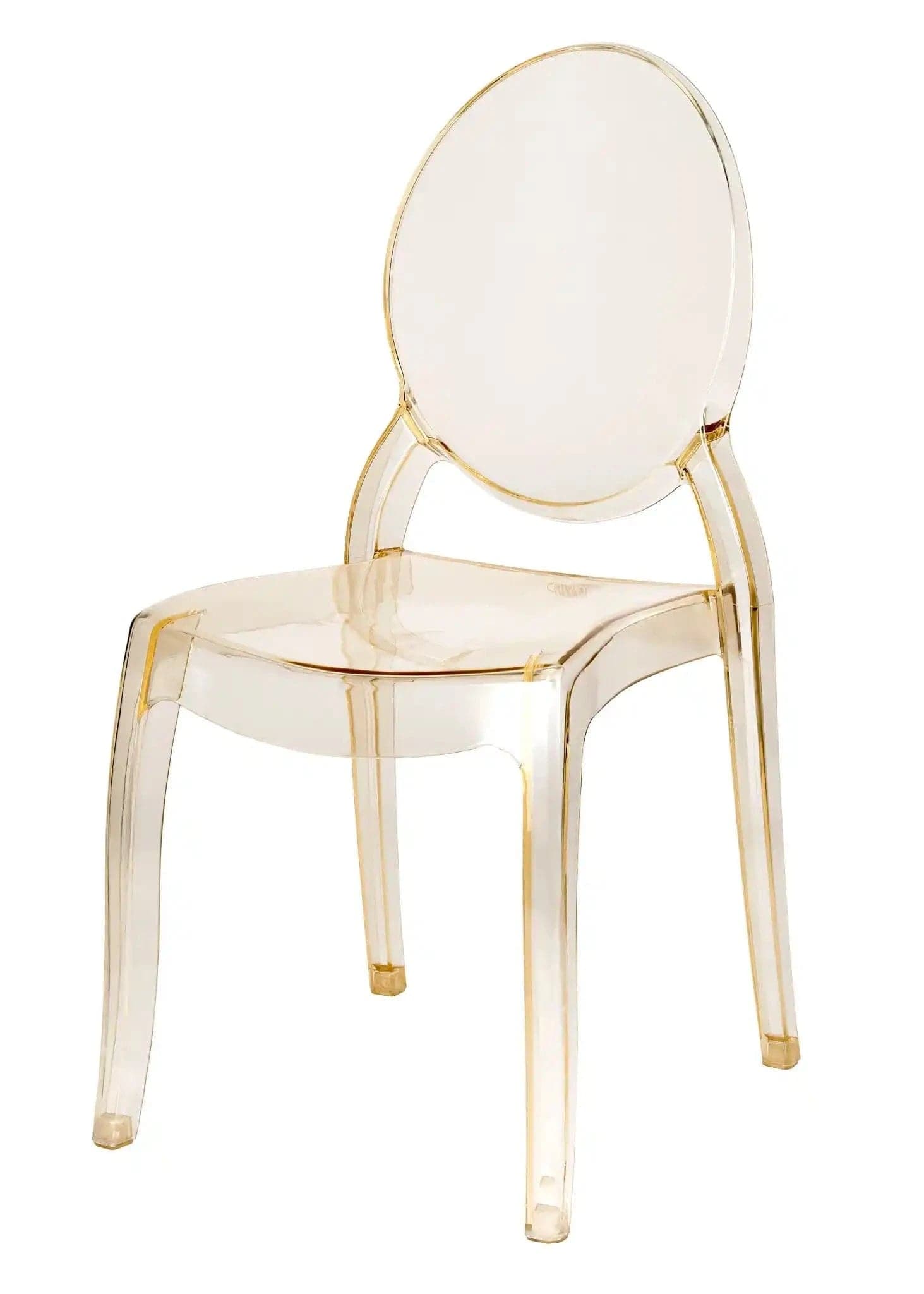 Chivari Gold Clear Resin Oval Back Sophia Ghost Chair CGSRG-ZG-T