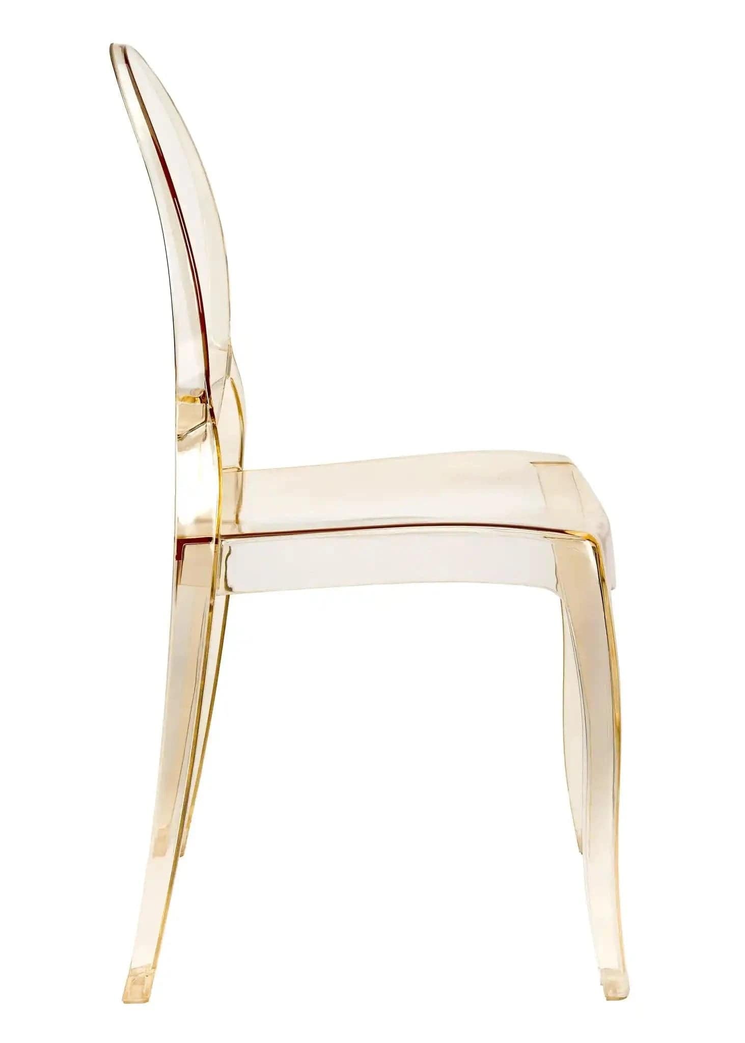 Chivari Gold Clear Resin Oval Back Sophia Ghost Chair CGSRG-ZG-T