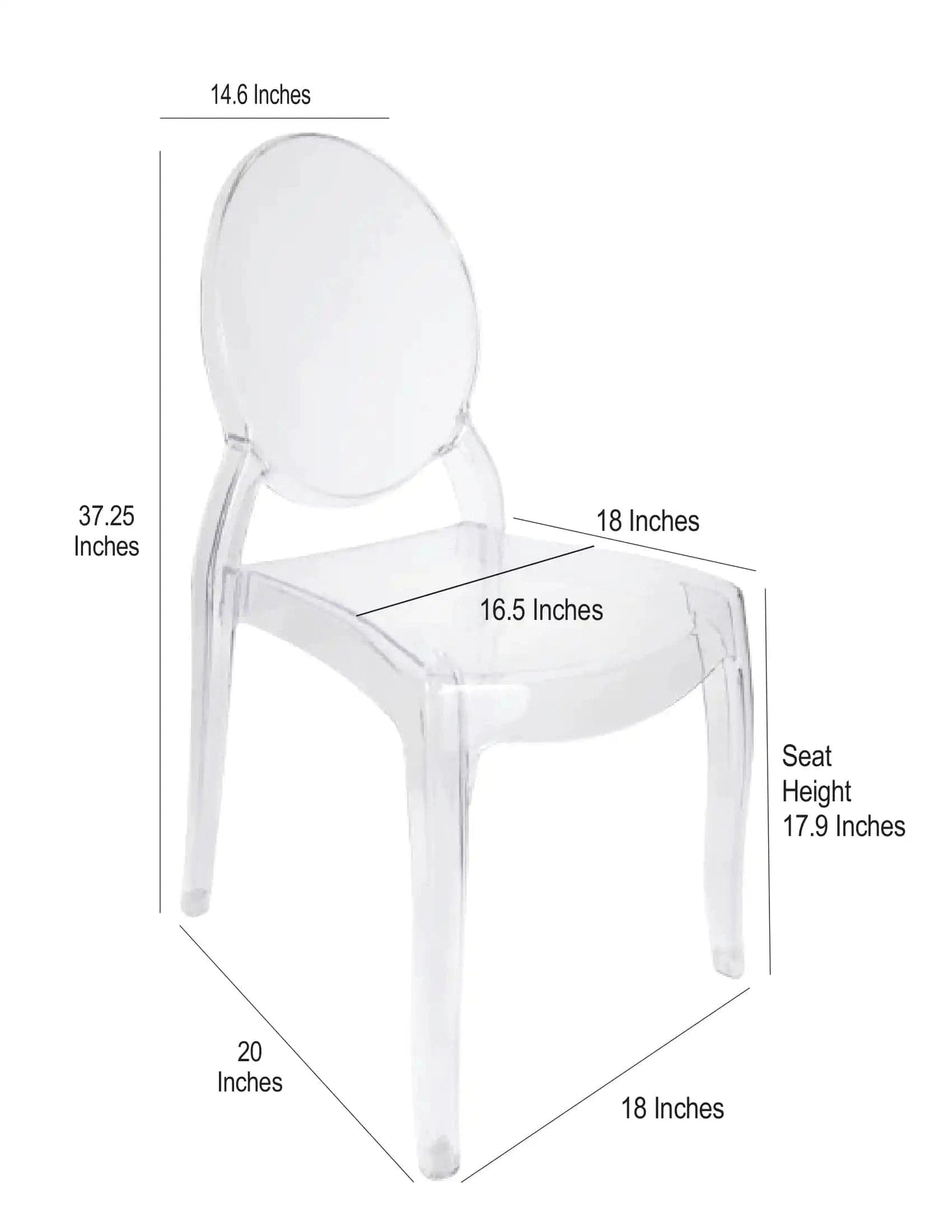 Chivari Clear Resin Oval Back Sophia Ghost Chair CGRS-ZG-T