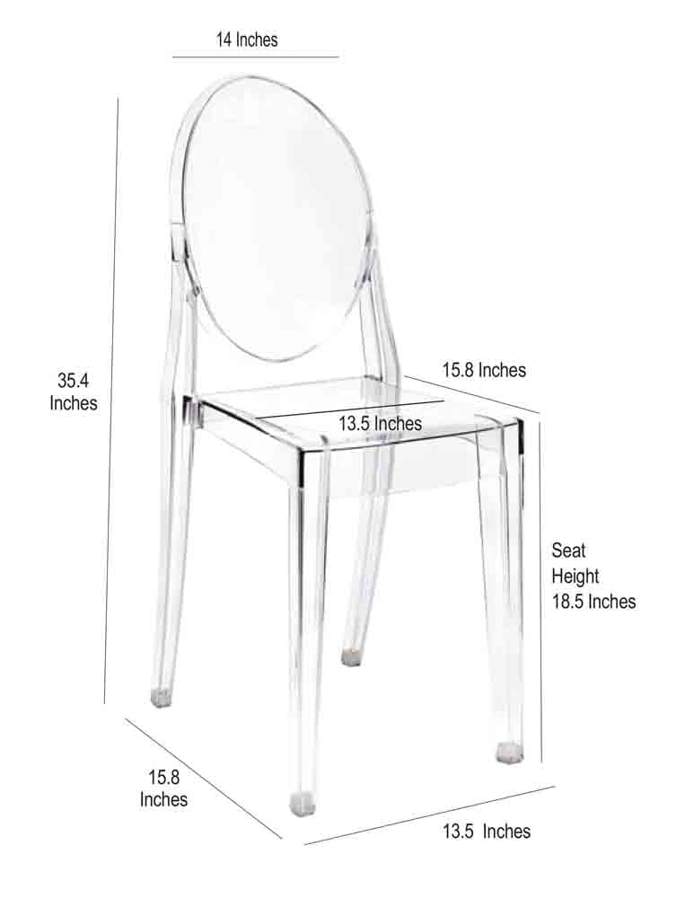 Chivari Clear Resin Oval Back Victoria Ghost Chair CGRVC-ZG-T