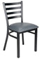 Chivari Ladder Back Restaurant Chair with Black Metal Frame and Dark Gray Vinyl Seat CLMBVDG-ZF-KT