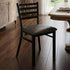 Ladder Back Restaurant Chair with Black Metal Frame and Dark Gray Vinyl Seat