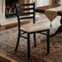 Ladder Back Restaurant Chair with Black Metal Frame and Light Gray Vinyl Seat