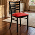 Ladder Back Restaurant Chair with Black Metal Frame and Red Vinyl Seat