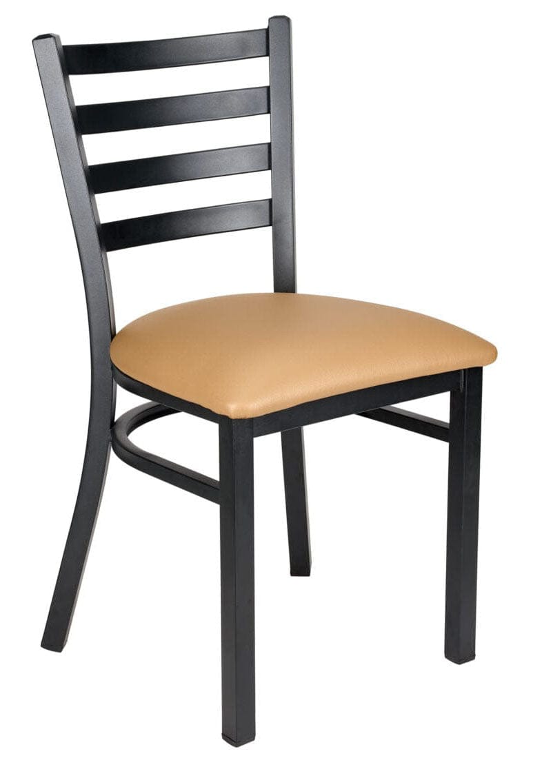 Chivari Ladder Back Restaurant Chair with Black Metal Frame and Tan Vinyl Seat CLMBVT-ZF-KT
