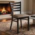 Ladder Back Restaurant Chair with Black Metal Frame and Taupe Vinyl Seat