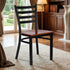 Ladder Back Restaurant Chair with Black Frame and Cherry Wood Seat