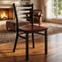 Chivari Ladder Back Restaurant Chair with Black Frame and Mahogany Wood Seat CLMBWMW-ZF-KT