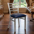 Ladder Back Restaurant Chair with Silver Frame and Navy Blue Vinyl Seat