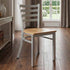 Ladder Back Restaurant Chair with Silver Frame and Natural Wood Seat