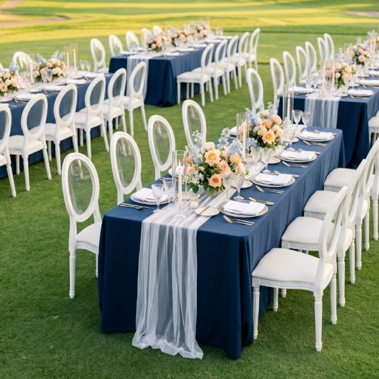 Chivari 5-Pack Navy Blue Polyester Rectangle Tablecloth 190gsm 90