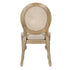 Chivari Antique Distressed Wood Louis Pop Chair Rattan Back and Beige Tweed Fabric Seat CLPWANTIQ-FR-ZG-T