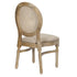 Chivari Antique Distressed Wood Louis Pop Chair Rattan Back and Beige Tweed Fabric Seat CLPWANTIQ-FR-ZG-T