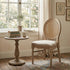 Chivari Antique Distressed Wood Louis Pop Chair Rattan Back and Beige Tweed Fabric Seat CLPWANTIQ-FR-ZG-T