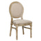 Chivari Antique Distressed Wood Louis Pop Chair Beige Tweed Fabric Back and Seat CLPWANTIQ-ZG-T
