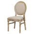 Chivari Antique Distressed Wood Louis Pop Chair Beige Tweed Fabric Back and Seat CLPWANTIQ-ZG-T