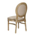 Chivari Antique Distressed Wood Louis Pop Chair Beige Tweed Fabric Back and Seat CLPWANTIQ-ZG-T
