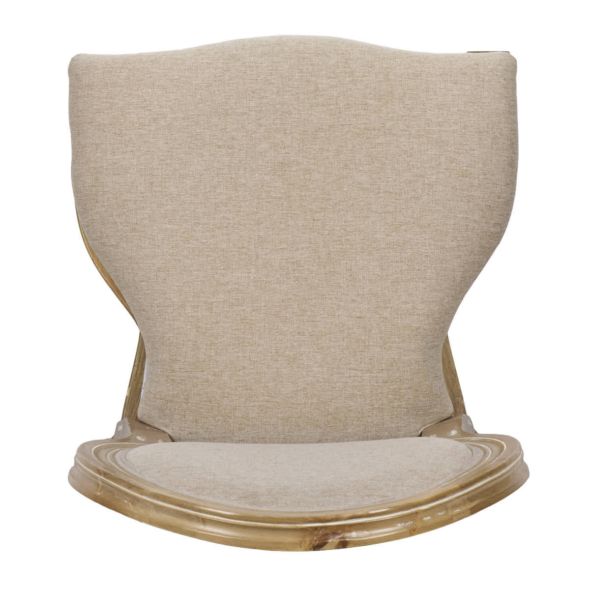 Chivari Antique Distressed Wood Louis Pop Chair Beige Tweed Fabric Back and Seat CLPWANTIQ-ZG-T