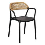 Black Linea Resin Chair with Beige Rattan Backrest