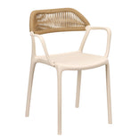 Off White Linea Resin Chair with Beige Rattan Backrest