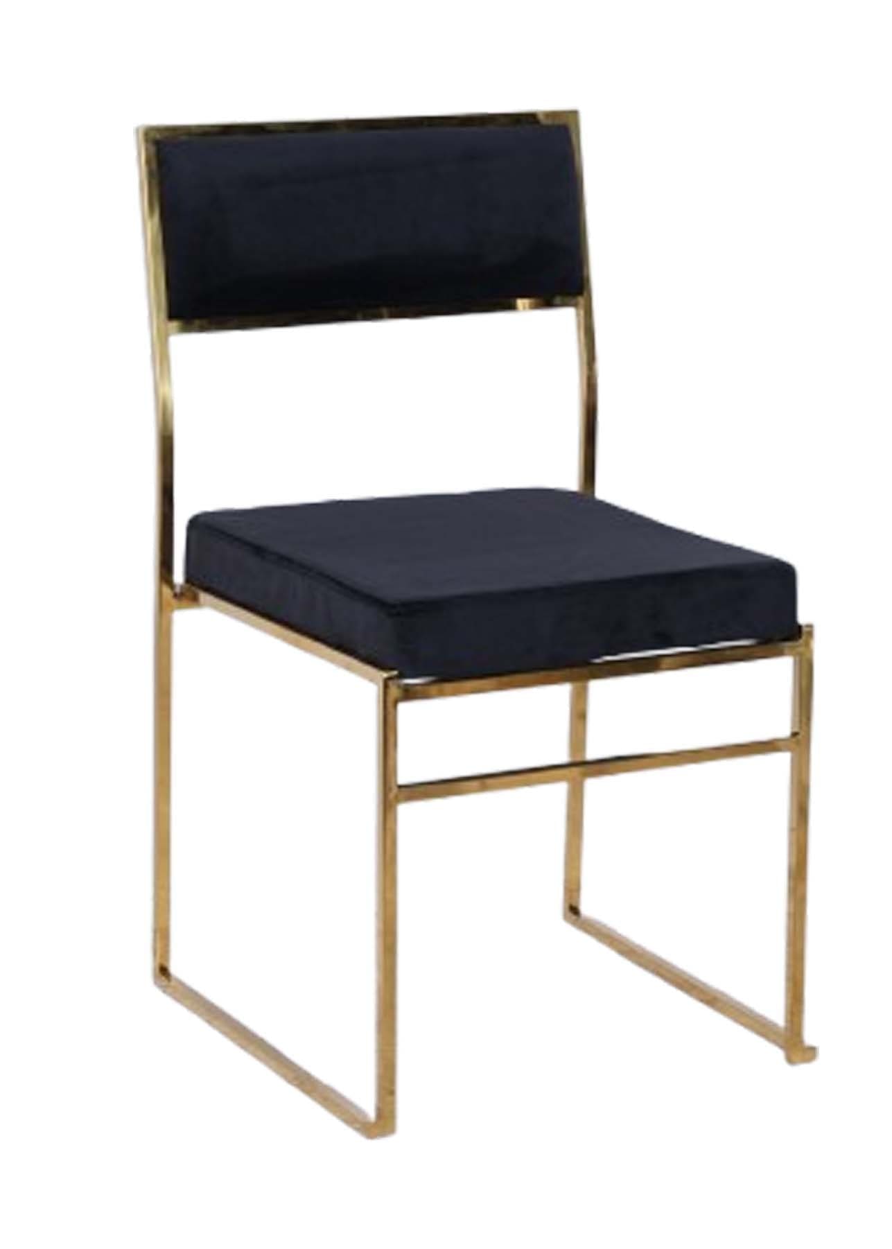 Chivari Melissa Chair in Gold Stainless Steel Frame with Black Cushion Seat and Back CMMG-B-KIT-AX