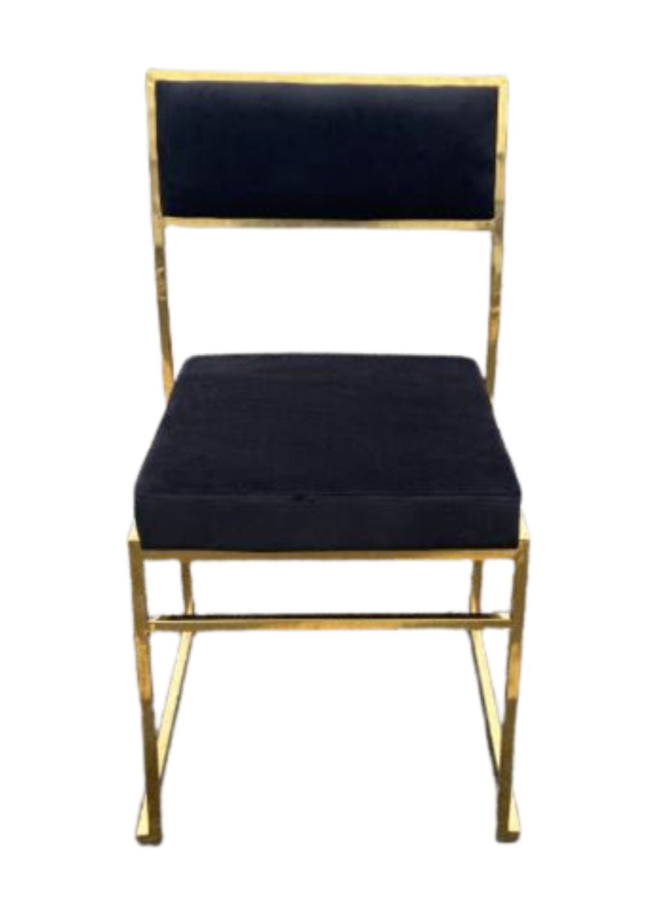 Chivari Melissa Chair in Gold Stainless Steel Frame with Black Cushion Seat and Back CMMG-B-KIT-AX